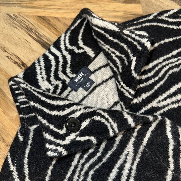 MAEVE Anthropologie Zebra Knit Oversized Coat Cardigan XS Lambswool Blend - Picture 3 of 11